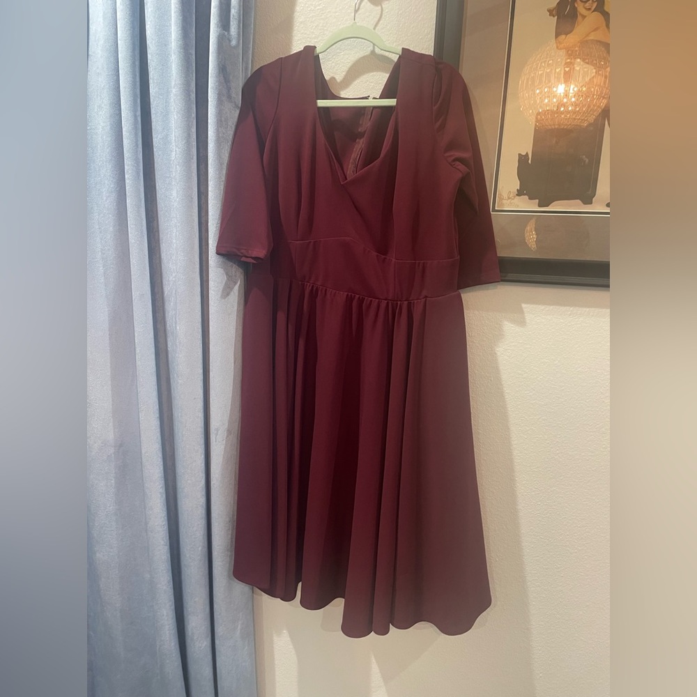 PINUP GIRL CLOTHING BURGUNDY DRESS 2XL